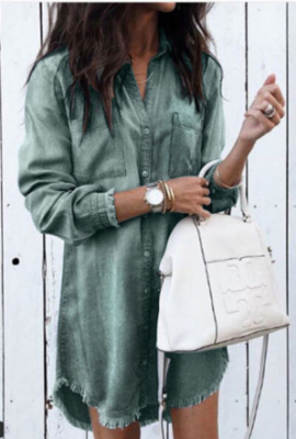 Captivating Long Sleeve Denim Shirt/Dress