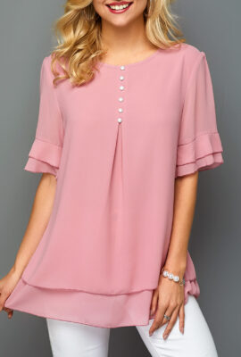 Enchanting Pink Layered Chiffon Blouse