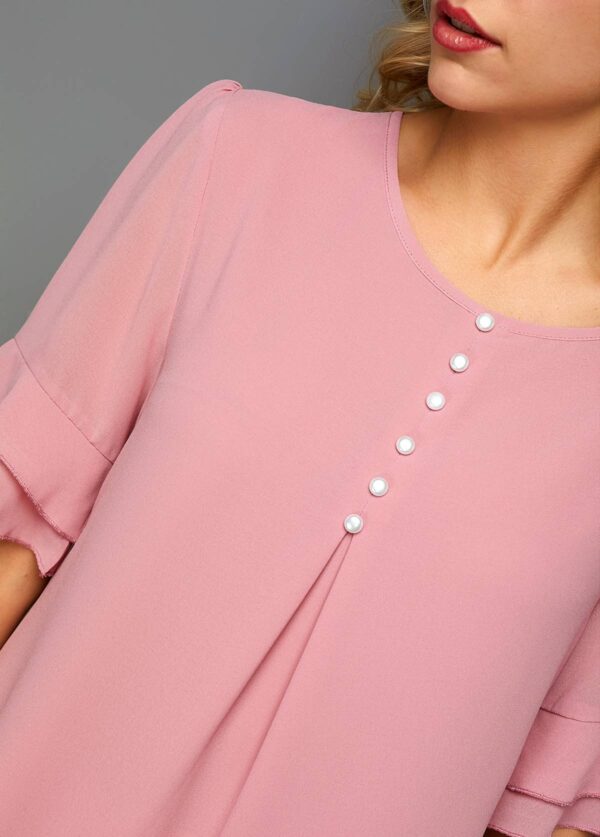 Enchanting Pink Layered Chiffon Blouse - Image 3