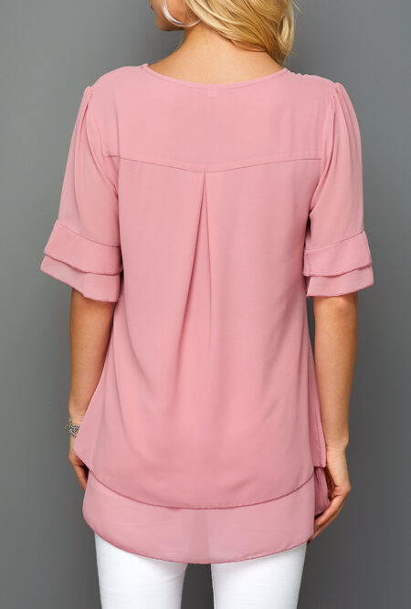Enchanting Pink Layered Chiffon Blouse