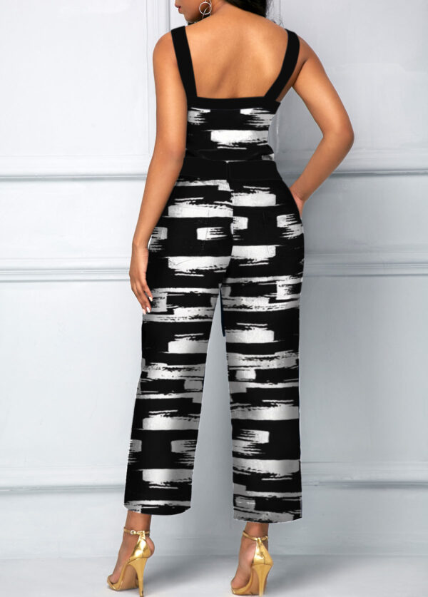 V Neck Wide Strap Printed Jumpsuit - Image 3