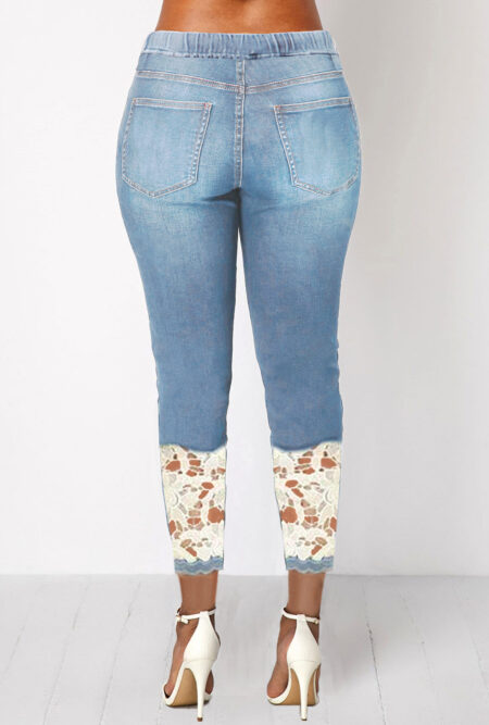 Awesome Denim Blue Lace Panel  Jeans