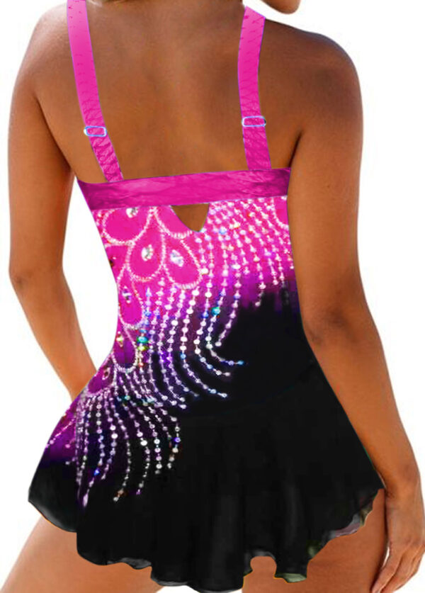 Stunning Spaghetti Strap Diamond  Print Swimwear - Image 4