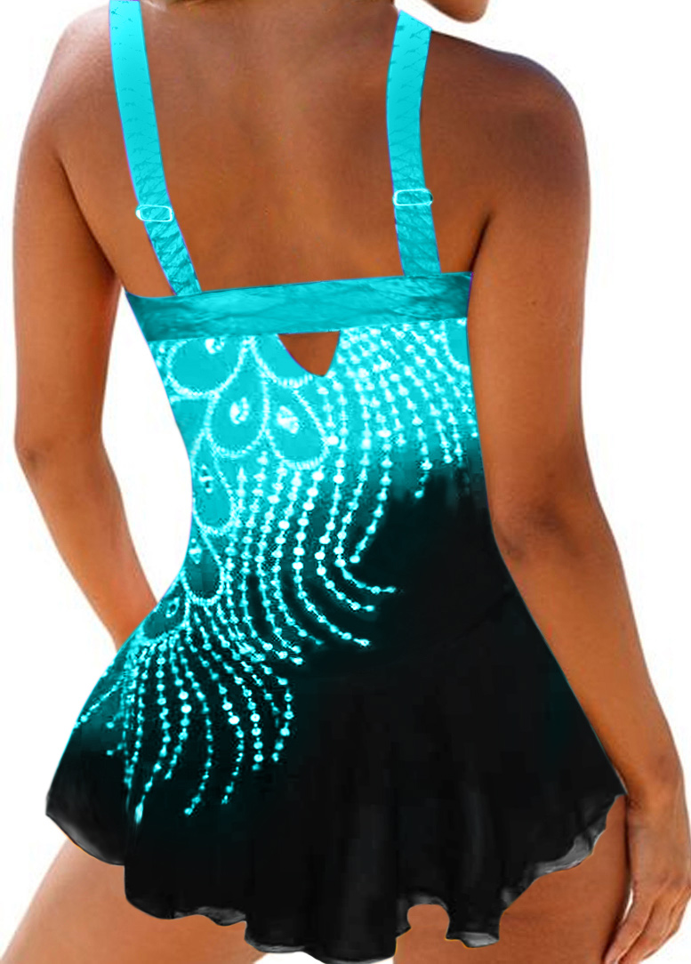 Stunning Spaghetti Strap Diamond Print Swimwear - Fashion Design Store