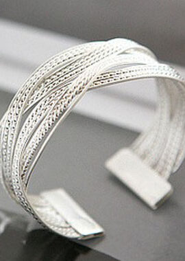 Sublime Silver Metal Rattan  Twisted Wide Bracelet