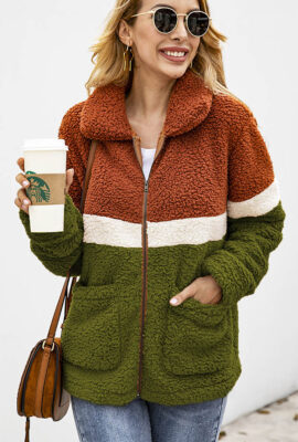 Enchanting Thick Warm Fleece Faux Fur Patchwork Coat