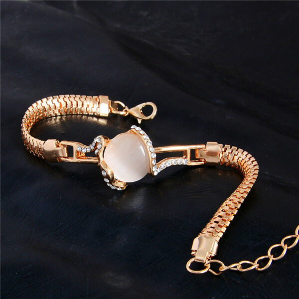 Stunning Gold Color Shiny Austrian Crystal Cat Eye Stone Bracelet - Image 4