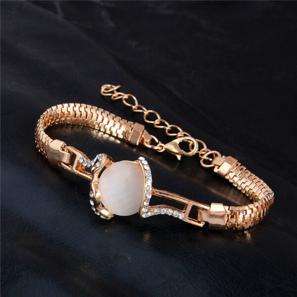Stunning Gold Color Shiny Austrian Crystal Cat Eye Stone Bracelet - Image 3