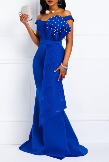 Enchanting Off Shoulder Mermaid Slash Neck Long Dress