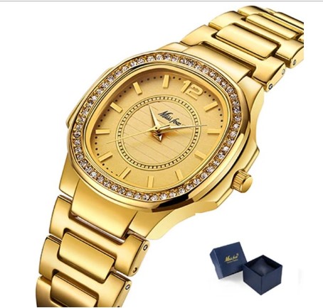 Luxury Brand Diamond Quartz Gold Wrist Watch For Ladies
