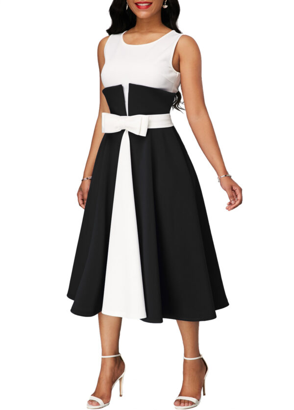 Gorgeous  Patchwork Dual Color A Line Dress - Image 3