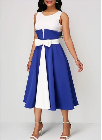 Gorgeous  Patchwork Dual Color A Line Dress