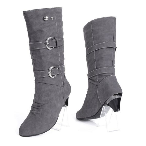 Handsome High Heel  Women  Buckle Mid-Calf Boots