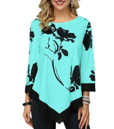 Stunning Floral Printed Shirt Asymmetric Blouse - Fashion Design Store