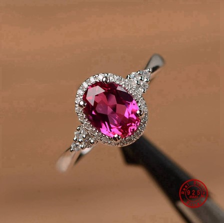 Radient Sterling Silver Sparkling Red Heart  Ring