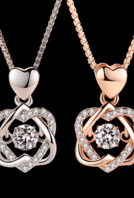 Romantic Double Heart Flower Pendant Necklace