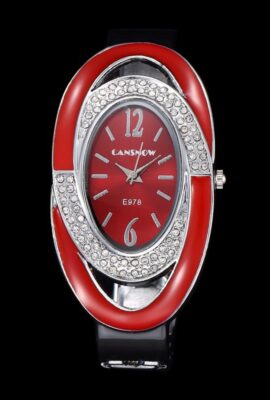 Luxury Brand Fashion Oval Dial Rhinestone Quartz Bangle Watch