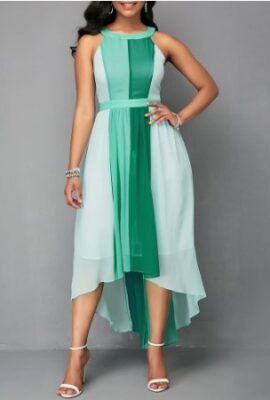 Gorgeous Patchwork Color Plus Size  Chiffon Dress
