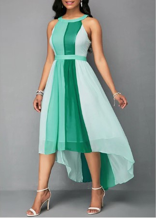 Gorgeous Patchwork Color Plus Size  Chiffon Dress