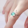 Stunning Silver Color Fishtail Blue Gem Crystal Mermaid Ring - Image 3