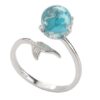 Stunning Silver Color Fishtail Blue Gem Crystal Mermaid Ring - Image 2