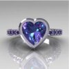 Purple Zircon Crystal Ring For Women Lovely Heart Shape