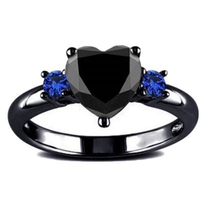 Enchanting New Design Heart Shaped  Black Ring