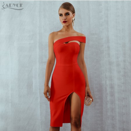 Exquisite One Shoulder Midi Celebrity Party Dress - Fashion Design Store