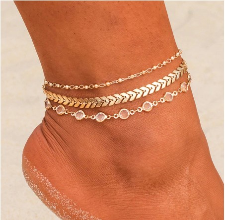 Stunning  Crystal Sequins Anklet Set