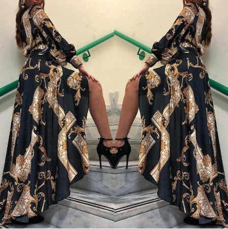 Beautiful Button Bandage Elegant Evening Party Slit Dress - Image 3