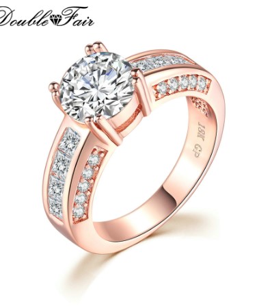 Stunning CZ Stone Rose Gold Color Crystal Wedding Band