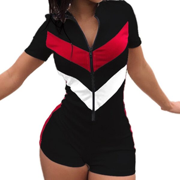 Stunning Short Sleeve Zipper Romper Bodysuit
