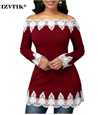 Beautiful Off Shoulder White Lace Long Sleeve Tunic/Top