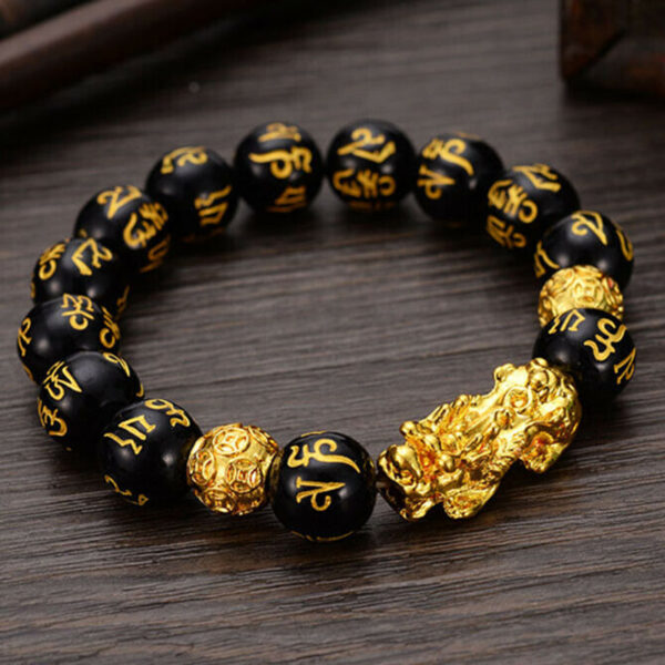 Charming Feng Shui Obsidian Stone Beads  Unisex Wristband