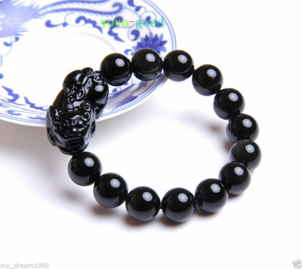 Charming Feng Shui Obsidian Stone Beads  Unisex Wristband - Image 3