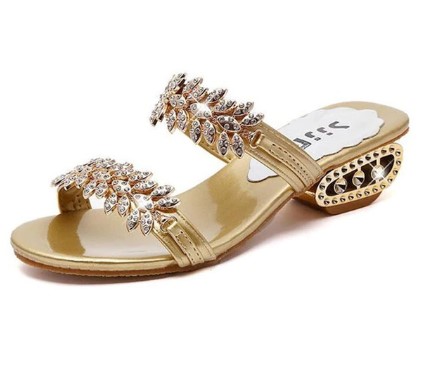 Fashionable Rhinestone Outdoor Slippers Flip Flops - Fashion Design Store