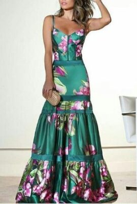 Sublime  Deep V Neck Backless Summer Floral Printed Dress
