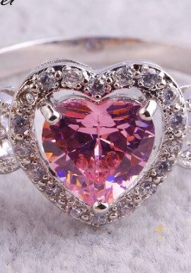 Gorgeous  Pink & White CZ Silver 925 Ring