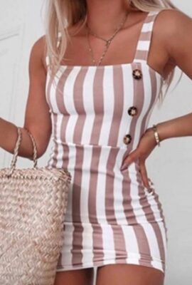 Gorgeous Sleeveless   Mini Striped Sheath Dress