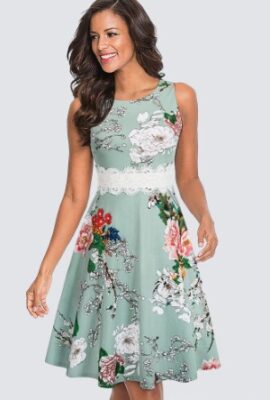 Striking Round Neck A-line Summer  Flower Dress