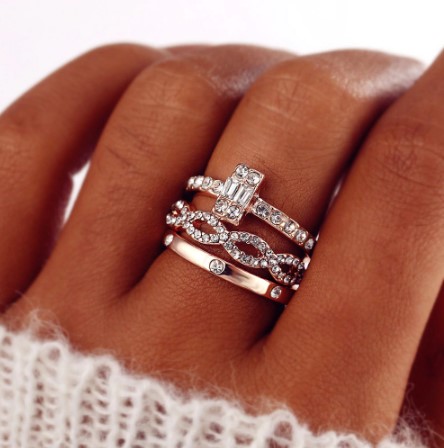 Stunning 3Pcs Fashion Infinity Rings Set For Women