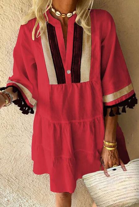 Enlightening Vintage Print Half Sleeve Sundress