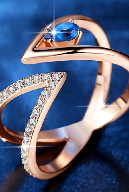 Beautiful Rose Gold Cubic Zircon CZ Cluster  Open Size Finger Ring