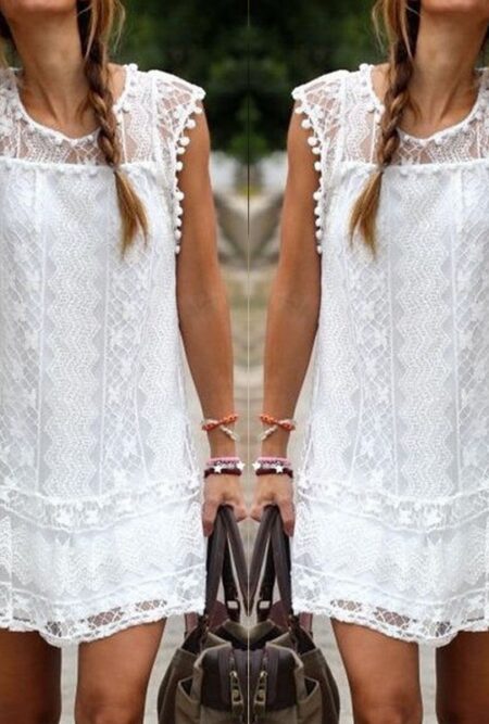 Sleeveless Short Mini Lace Dress Plus Size