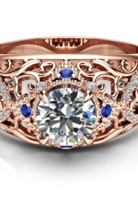 Luxury Solitaire Band Ring with Hollow Flower Design