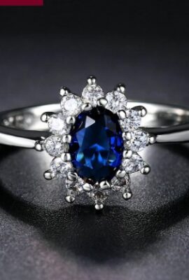 Princess Kate Blue Gem Created Blue Crystal Silver Color Ring