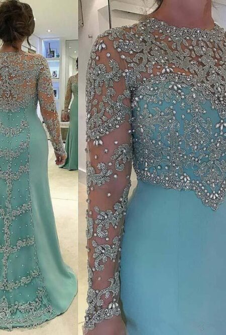 Gorgeous Rhinestones Beaded Appliques Mother of the Bride Dress