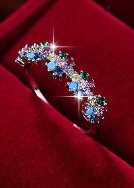 Promise Flower Zircon Stone Engagement Ring