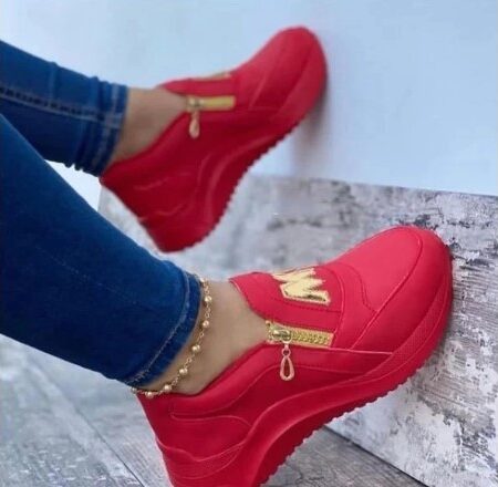 Genuine PU Shoes Woman Spring Casual Zipper Flat Shoes