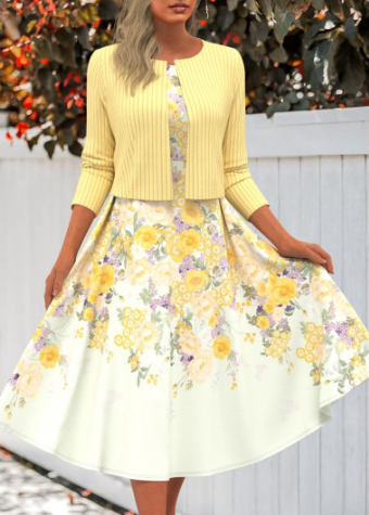 Stunning Choice of Light Yellow or Sage Green Dress & Jacket